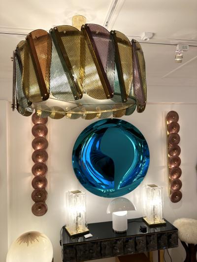 Contemporary Harlequin Chandelier Brass and Murano Glass Italy