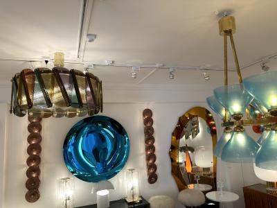 Contemporary Harlequin Chandelier Brass and Murano Glass Italy