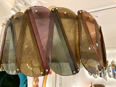 Contemporary Harlequin Chandelier Brass and Murano Glass Italy