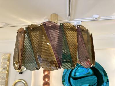 Contemporary Harlequin Chandelier Brass and Murano Glass Italy
