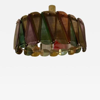 Contemporary Harlequin Chandelier Brass and Murano Glass Italy