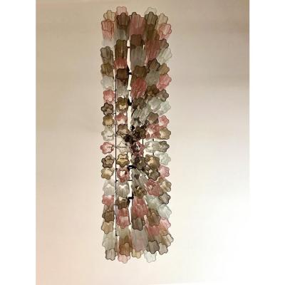 Contemporary Huge Rectangular Tronchi Murano Glass Burnished Chandelier