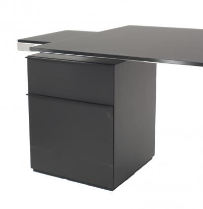 Contemporary Icon Black Satin Glass Desk