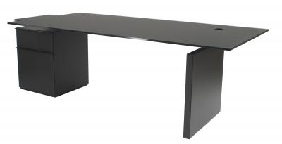 Contemporary Icon Black Satin Glass Desk