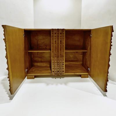 Contemporary Italian 2 Door Modern Cabinet Sideboard in Solid Carved Beech Wood