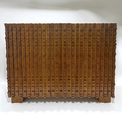 Contemporary Italian 2 Door Modern Cabinet Sideboard in Solid Carved Beech Wood