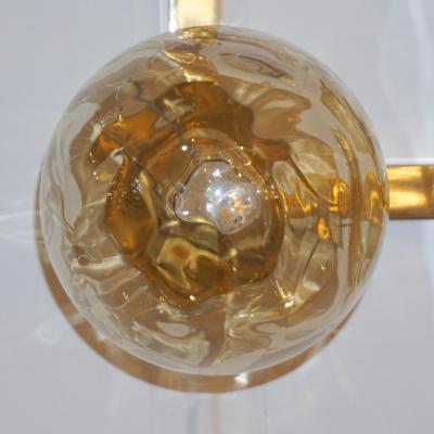 Contemporary Italian Amethyst Amber Murano Glass Post Modern Gold Brass Sconce
