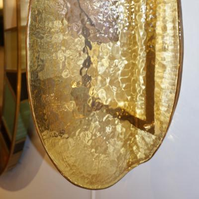 Contemporary Italian Amethyst Amber Murano Glass Post Modern Gold Brass Sconce