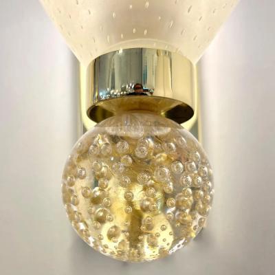 Contemporary Italian Art Deco Design Crystal Gold Frosted Murano Glass Sconces