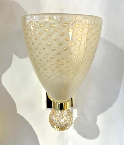 Contemporary Italian Art Deco Design Crystal Gold Frosted Murano Glass Sconces