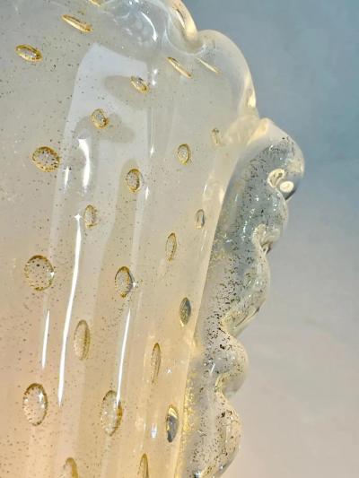 Contemporary Italian Art Deco Design Gold Leaf Frosted Murano Glass Bowl Sconces