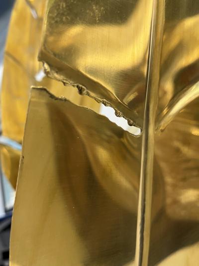 Contemporary Italian Art Deco Design Palm Tree Pair of 7 Leaf Brass Floor Lamps