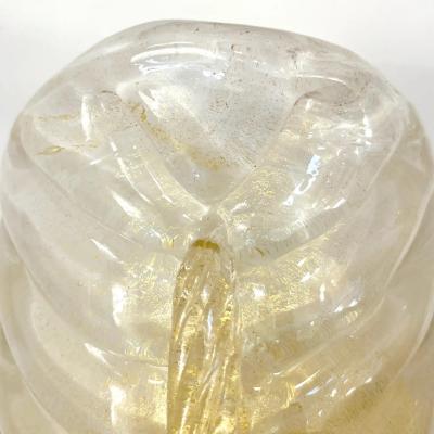 Contemporary Italian Art Deco Pair Crystal Gold Murano Glass Brass Leaf Sconces