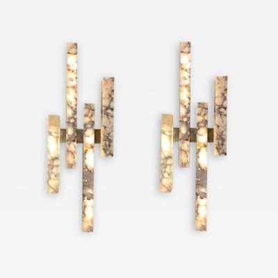 Contemporary Italian Bardiglio Marble Wall Lights or Sconces