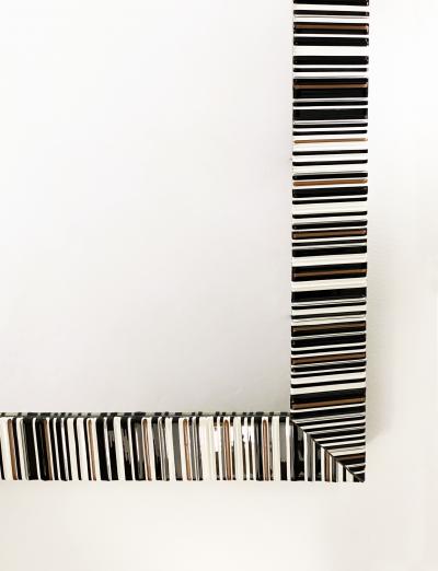 Contemporary Italian Black White Copper Geometric Murano Glass Modern Mirror