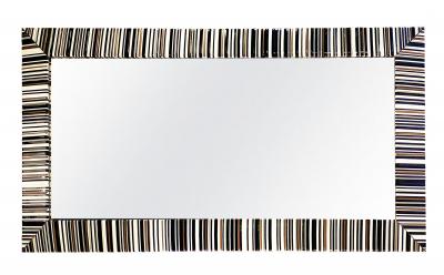 Contemporary Italian Black White Copper Geometric Murano Glass Modern Mirror