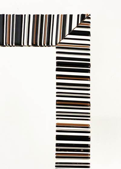 Contemporary Italian Black White Copper Geometric Murano Glass Modern Mirror