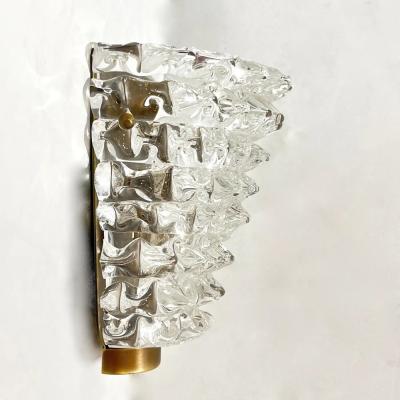 Contemporary Italian Bronze Antique Brass Crystal Rostrato Murano Glass Sconces