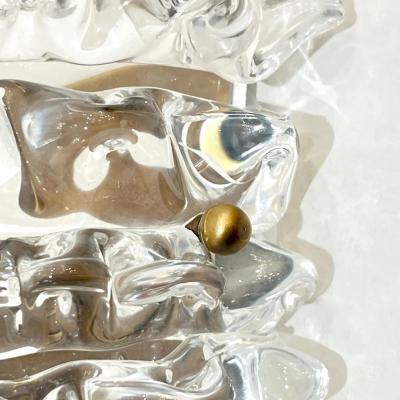 Contemporary Italian Bronze Antique Brass Crystal Rostrato Murano Glass Sconces