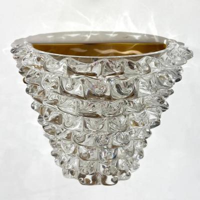 Contemporary Italian Bronze Antique Brass Crystal Rostrato Murano Glass Sconces
