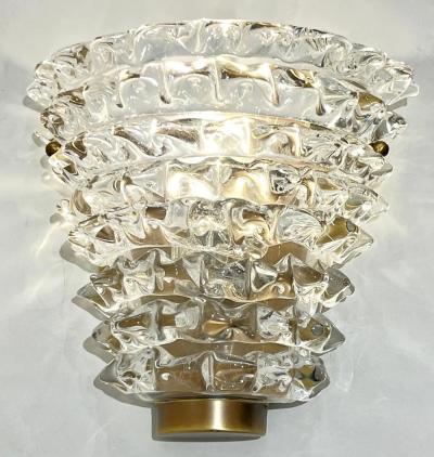 Contemporary Italian Bronze Antique Brass Crystal Rostrato Murano Glass Sconces
