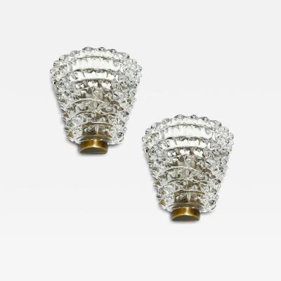 Contemporary Italian Bronze Antique Brass Crystal Rostrato Murano Glass Sconces