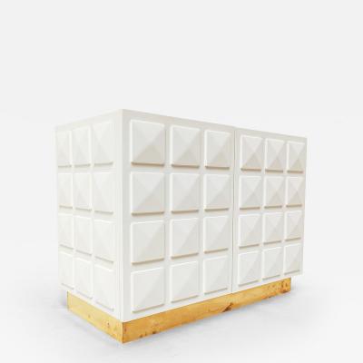 Contemporary Italian Chest in White Lacquered Wood Brass