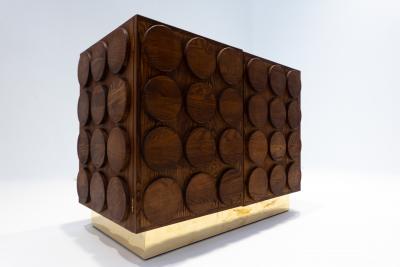 Contemporary Italian Chest in Wood and Brass