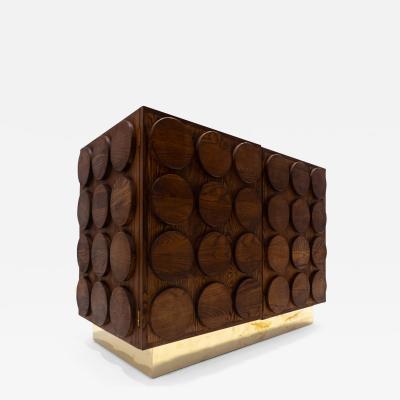 Contemporary Italian Chest in Wood and Brass