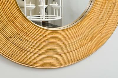 Contemporary Italian Circular Rattan Mirror