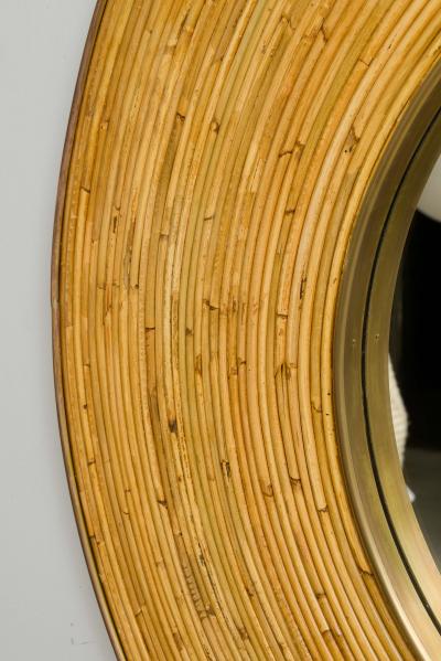 Contemporary Italian Circular Rattan Mirror