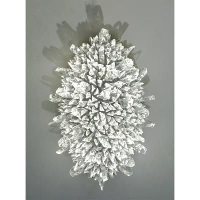 Contemporary Italian Crystal Clear Glass Oval Silver Flush Mount Sconce