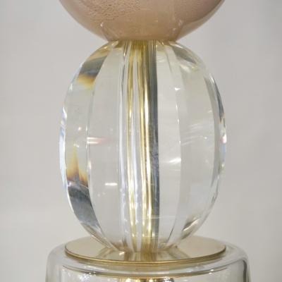 Contemporary Italian Crystal Pink Gold Cream White Murano Glass Pendant Light