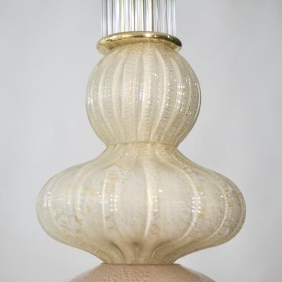 Contemporary Italian Crystal Pink Gold Cream White Murano Glass Pendant Light