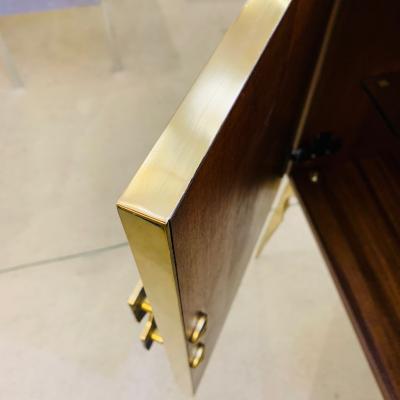 Contemporary Italian Custom Art Deco Style Royal Blue Glass Modern Cabinet Bar