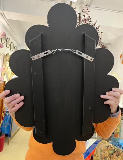 Contemporary Italian Custom Blush Pink Murano Glass Disc Modern Oval Mirror