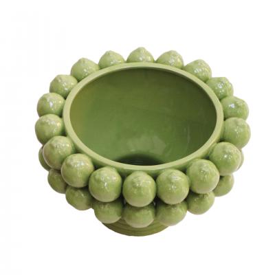 Contemporary Italian Fruit Bowl Ceramic Vase with Fruit Motifs
