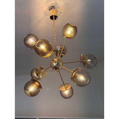 Contemporary Italian Gold Chandelier Sputnik in Style Murano Glass