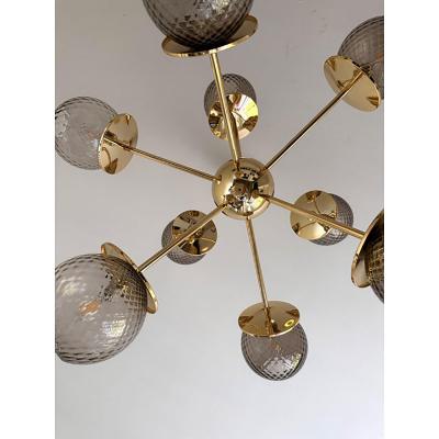 Contemporary Italian Gold Chandelier Sputnik in Style Murano Glass