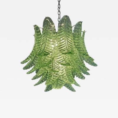 Contemporary Italian Green Felci Murano Glass Chandelier Green