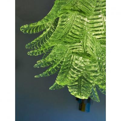 Contemporary Italian Green Felci Murano Glass Chandelier Green