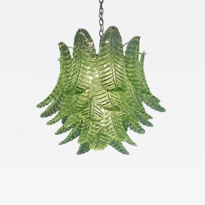 Contemporary Italian Green Felci Murano Glass Chandelier Green