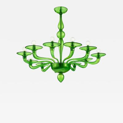 Contemporary Italian Green Murano Style Glass Chandelier