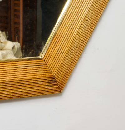 Contemporary Italian Hexagonal Rattan Mirror