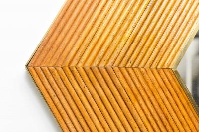 Contemporary Italian Hexagonal Rattan Mirror