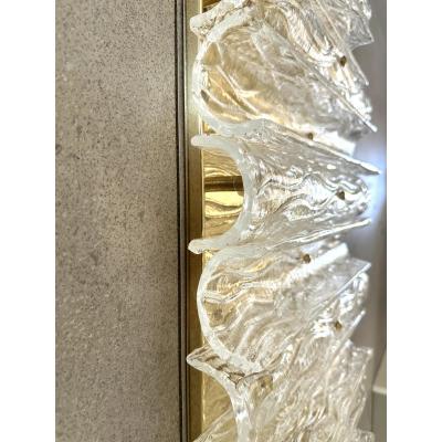 Contemporary Italian Luxury Brass Wall Sconce Murano Glass or Flush Mount