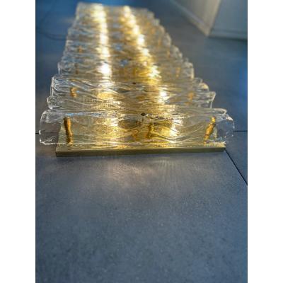Contemporary Italian Luxury Brass Wall Sconce Murano Glass or Flush Mount