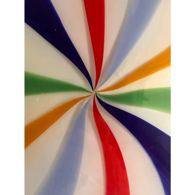 Contemporary Italian Milky White Multicolored Swirls Murano Glass Flush Mount