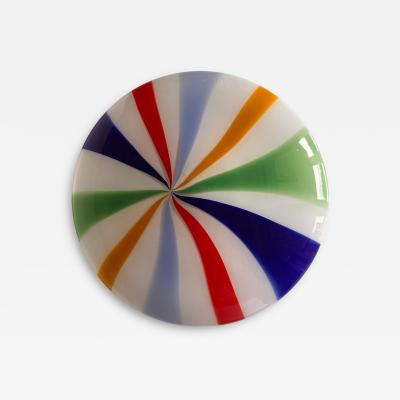 Contemporary Italian Milky White Multicolored Swirls Murano Glass Flush Mount