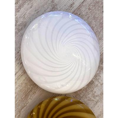Contemporary Italian Milky White Swirls Murano Glass Flush Mount or Wall Sconce
